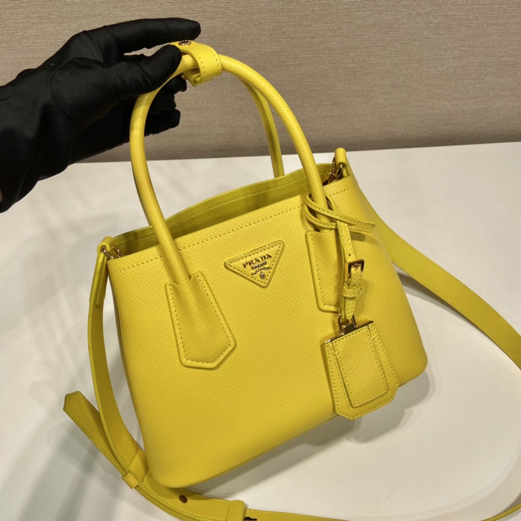 Prada Double Saffiano Leather Mini Bag Shoulder Bag Sunny Yellow 1BG443